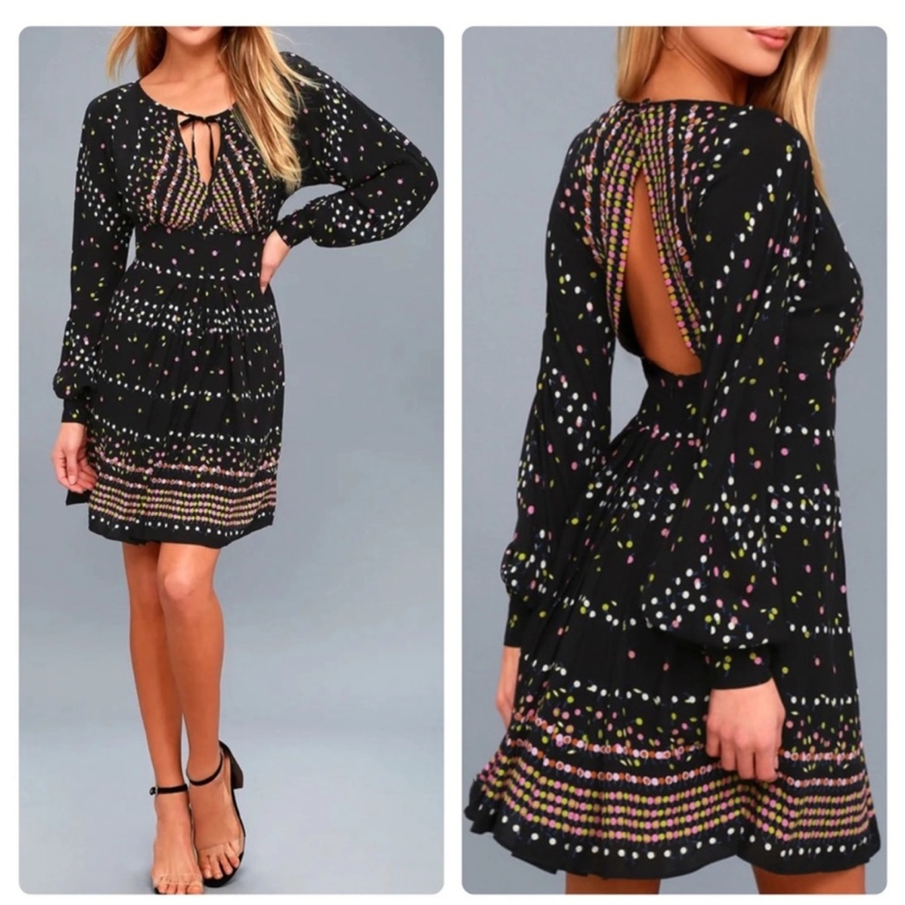 Free People Coryn Mini Dress Size 6 Ling Sleeve Open Back EUC - Picture 13 of 15